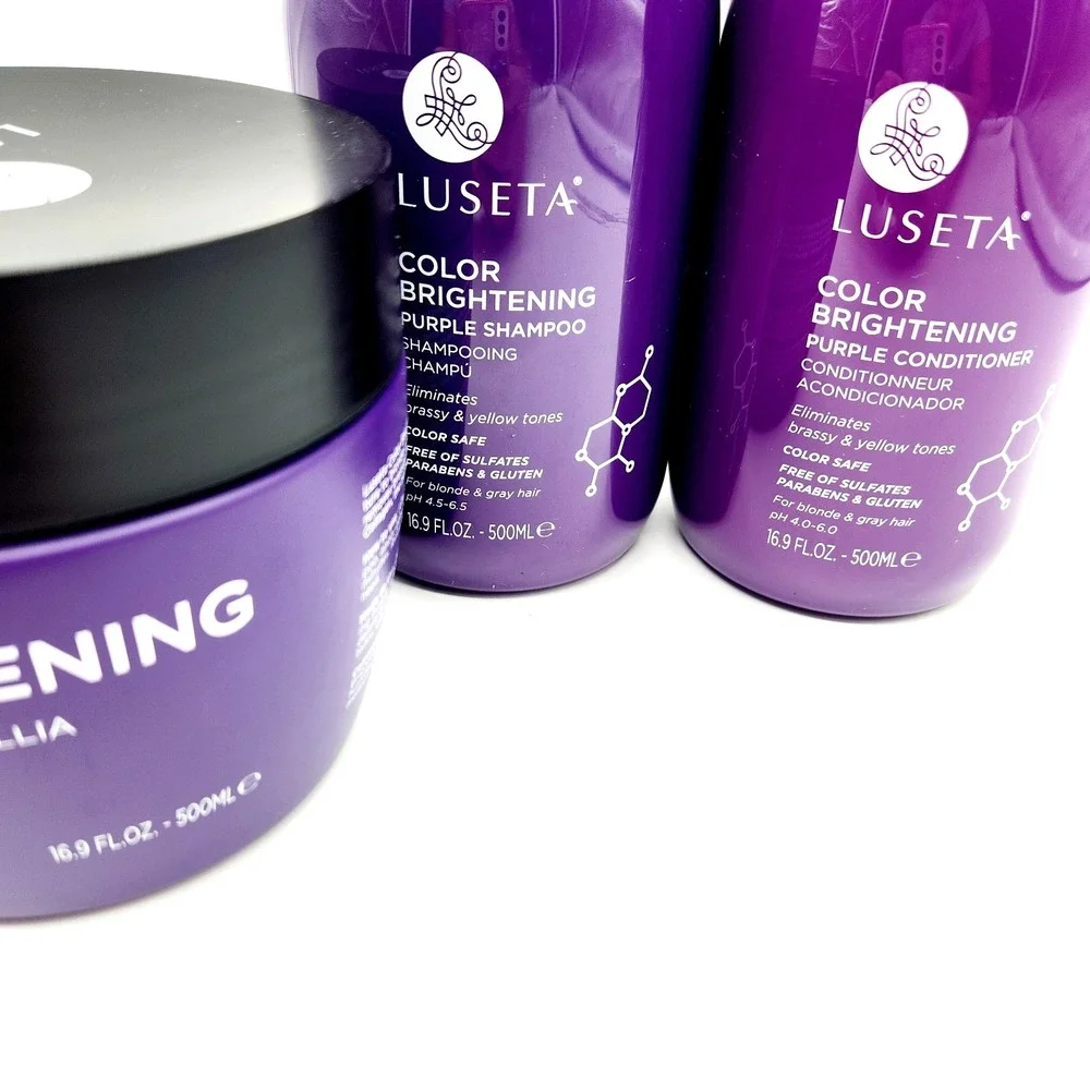 Luseta Purple Shampoo, Conditioner & Hair Mask 16.9oz Each – Brightening Care Se